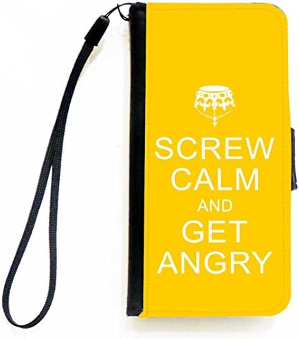 Rikki Knight Screw Calm and Get Angry Yellow Color Flip Wallet iPhoneCase with Magnetic Flap for Apple iPhone 5c