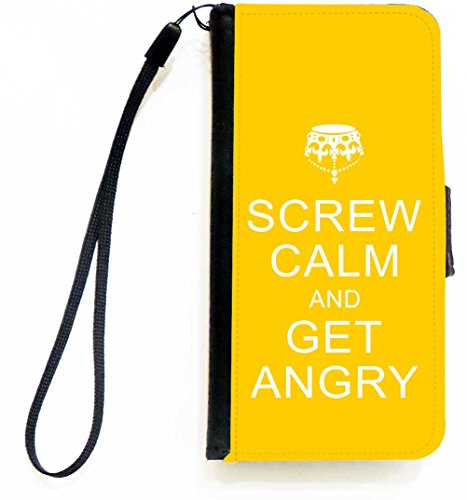 Rikki Knight Screw Calm And Get Angry Yellow Color Flip Wallet Iphonecase With Magnetic Flap For Apple Iphone 5C #TOP19