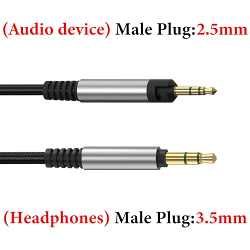 Cable de audio auxiliar 2.5mm a 3.5mm 1.2 m trenzado miniatura 3
