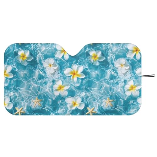 Image of Hawaiian Plumeria Windshield Sun Shade Sunshade Blocks UV Rays Shade Heat Shield for Pickup Truck SUV Accessories Sun Heat UV Rays Visor Protector 66.53 in * 34.44 in