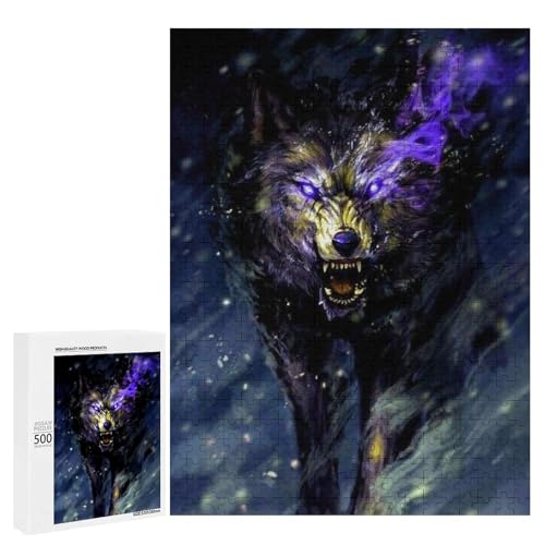 Rompecabezas para adultos de 500 piezas juego de mesa familiar con diseño de lobo ártico