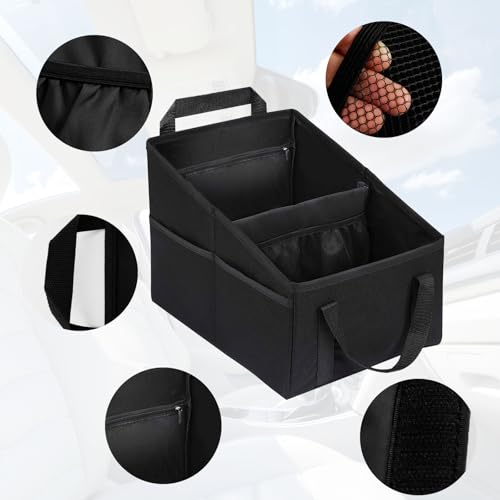 MIYUANGKJ Auto Organizer Autositz Organizer zusammenklappbar Aufbewahrungsbox für Beifahrersitz Auto Zubehör Sitzaufbewahrungstasche Rücksitz Organizer mit Teilung Griffen und mehreren Netztaschen