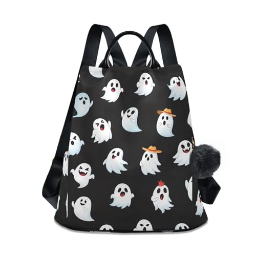 Sac à dos noir fantômes pour femme de 17L avec fermeture éclair antivol