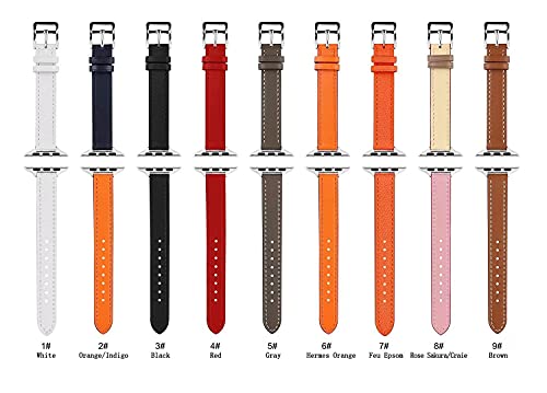Slim Pulseira de Couro Compatível com Compatível com Apple Watch SE série 7/6/SE/5/4/3/2/1,Reposição