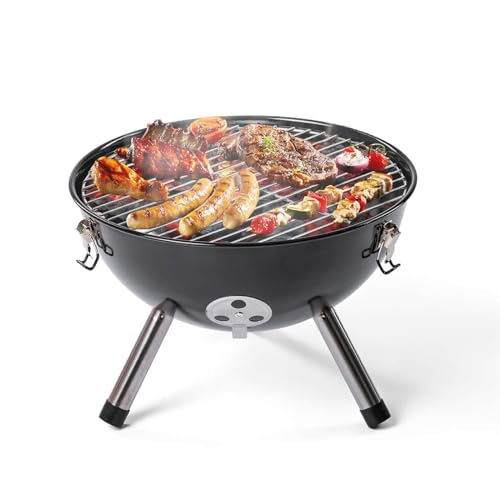 Tragbarer Holzkohlegrill 18-Zoll - Mit Rädern & Zubehör Für Camping & Garten
