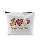 JXGZSO Drama Gift Peace Love Theatre Makeup Bag Mask Cosmetic Bag Theatre Lover Gift (Peace Love Theatre)