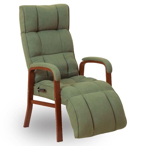 SUWALABO スワラボ リクライニングチェア confort(コンフォール) リビングチェア フットレストタイプ/母の日 ギフト リクライニングソファ ハイバック リラックス 高座椅子 ［ヘッドレスト14段/バックレストレバー式14段/フットレスト14段］ RMJJ-37 (オリーブ) - SUWA LABO - 商品画像