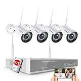 [3MP 2TB Hard Drive] Wireless Security Camera System with Audio,SAFEVANT 8 Channel Wireless NVR Systems 4PCS 3MP Indoor Outdoor Surveillance IP Cameras with Night Vision Motion Detection