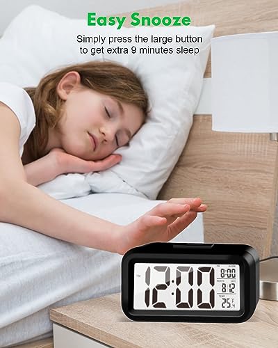 KAIJIELY Travel Alarm Clock-Digital Clock with Large LED Screen,LED Clock for Bedroom,Digital Clock with Temperature Display,Battery Powered,Office,Kids,Elder Snooze Clock(Style D) - Thumbnail 6