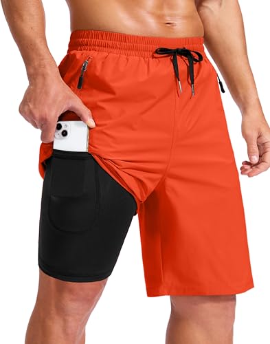 Image of G Gradual Mens Swim Trunks with Compression Liner 7 inch /9'' Quick Dry Board Shorts Swimsuit Bathing Suit for Men Zipper Pockets