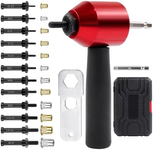 YUZES Rivet Nut Tool Kit for Drill & Ratchet, 12 Mandrels, 260 Ri...