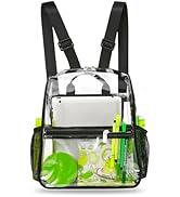 Mildbeer Small Clear Backpack, Stadium Approved 12x12x6 Clear Backpack for Women with 2 Bottle Ho...