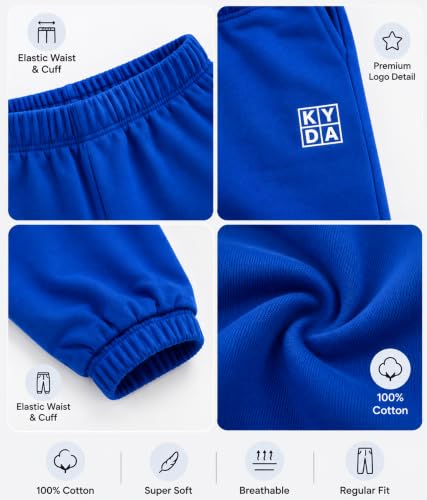 Image of KYDA Kids Boys Premium 100% Cotton Regular Fit Track Pants Soft Breathable Elastic Waist Casual Joggers Kids Playwear Everyday Comfort Wear-Pack of 2
