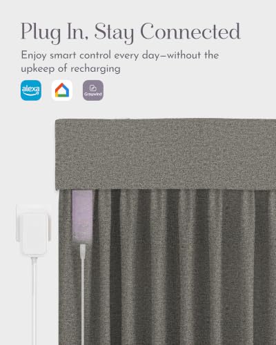 Image of Graywind Motorized Curtains with Track, 100% Blackout Smart Curtains, Hardwired Curtains Compatible with Alexa Google Home Remote Control for Large Windows, Custom Drapes Up to 220 inch, Slate (Gray)