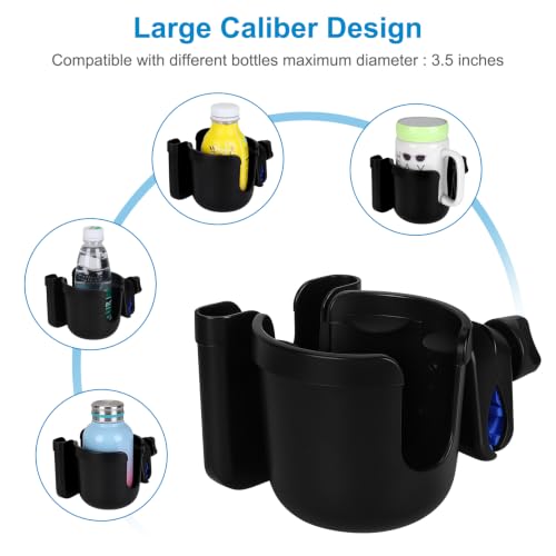 Image of Accmor Wheelchair Cup Holder with Phone Holder, Universal 360 Rotatable Walker Cup Holder Rollator Scooter Accessory