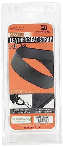 pro tec a241 leather bassoon non-slip seat strap with lockable hook black regular