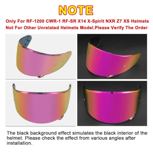 Image of PSLER Shatterproof Helmet Visor for RF-SR CWR-1 RF1200 Z7 X14,Rose Red | Impact-Resistant ,UV400 Protection, Motorcycle Tinted Face Shield Replacement for RF-SR CWR-1 RF1200 X-Spirit NXR Z7 X14