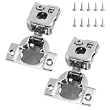 Redunest 1 Inch Overlay Soft Close Cabinet Hinges, 2 Pack Slow Soft Close Hinges for Kitchen Cabinets Satin Nickel Hidden Self Closing Kitchen Cabinet Hinges for Cupboard, Silver