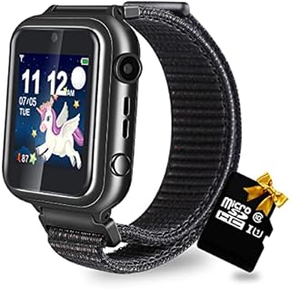 Retysaz Kids Smart Watch 24 Game Smart Watch for kids Pedometer Phone Fashion Smartwatches for Children 3-14 Great Gifts To Girls Boys Electronic Learning Toys (Metallic Black)