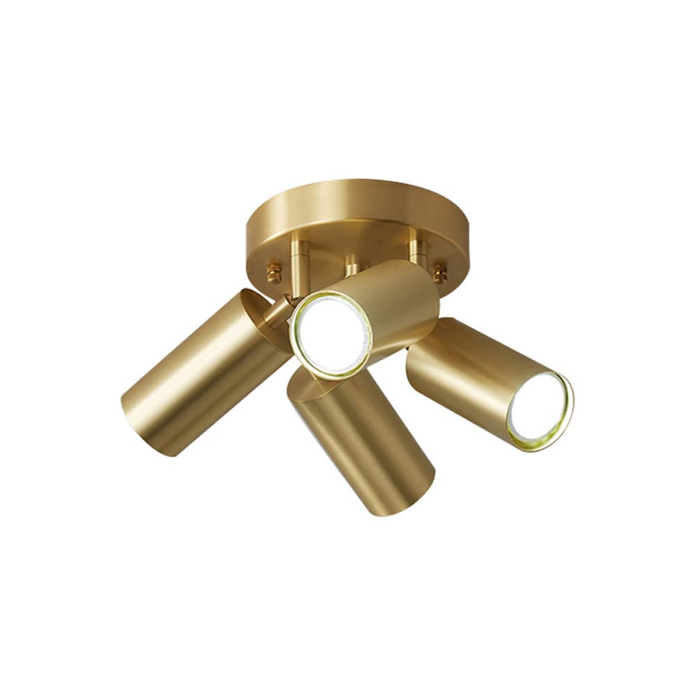 Kit d'éclairage sur Rail Fixe avec Spots encastrés en cuivre pour Plafond, éclairage d'accentuation intérieur réglable en Surface, Spots directionnels à Plaque Ronde rotative,4light