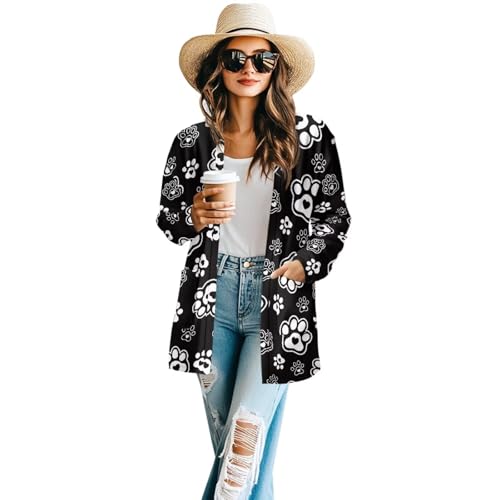 Image of Women's Open Front Cardigan Long Sleeve Loose Sweater Lightweight Soft Cardigan Jackets