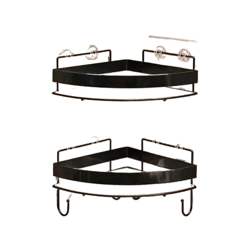 ZHAYUEOP Bathroom Organizer Bathroom Shelves 2-Pack Corner Shower Caddy with Hooks No Drilling Acrylic Organizer with Metal Fence