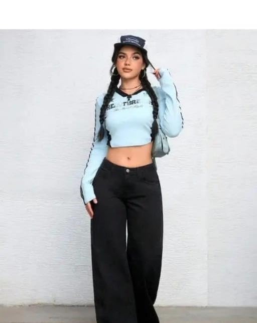 Image of Rajeev Enterprise' Everyday Cotton Straight Fit Jeans for Women Girls Single Button Comfortable Use