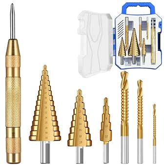 Juego De Brocas Escalonadas STAHLWERK HSS 6 Piezas – Recubrimiento TiN, Ideal Para Metal Y Plástico (Diámetros Descendentes)