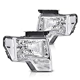 PIT66 Headlight Headlamp Assembly Compatible with Ford F150 2009 2010 2011 2012 2013 2014 faros delanteros (Clear Lens Chrome Housing Clear Reflector, Basic Style)