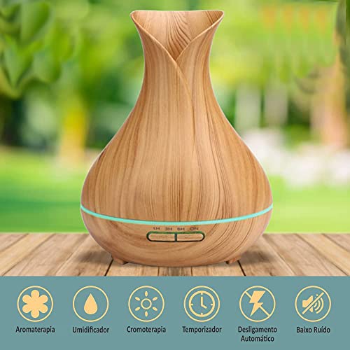 Difusor Aromatizador E Umidificador Com Controle Remoto Ambientes 400ml Led 7 Cores