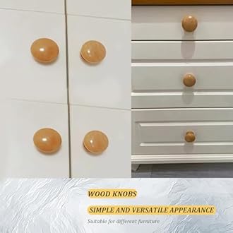 20 Pack Wood Knobs Wooden Dresser Drawer Knobs Round Mushroom Shaped Furniture Pulls