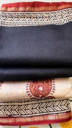 Generic black maheshwari silk saree – image 5