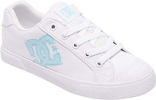 DC Women's Chelsea TX Skate Shoe, White/Blue Jay, 5.5 Medium US