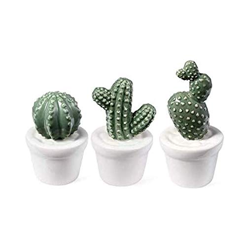 Amandaus Lot de 3 mini cactus en céramique en pot pour décoration de bureau