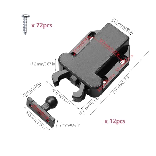 Juego de 12 Piezas de Autocierre Negro, Abrepuertas de Empuje, Función de Apertura Automática, Pestillo de Puerta con Desbloqueo Táctil, Apto para Armarios, Cajones, Roperos (Negro) - imagen 2