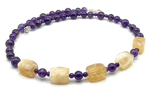Collier citrine améthyste anti-allergie ras du cou argent véritable - 7