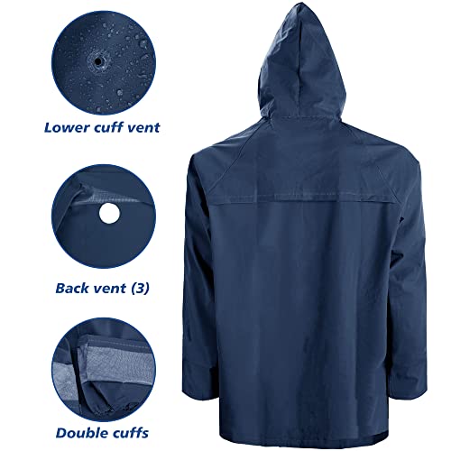 Montgear Rain Suits Rain Coats Waterproof Durable Rain Gear Workwear Jacket And Pants For Men Women(Navy-Xl) #TOP4