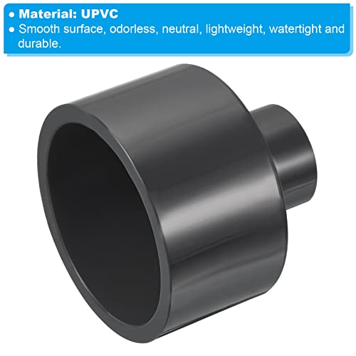 PATIKIL PVC Reducer Pipe Fitting 2.5x1 Inch Socket, Straight Coupling Adapter Connector, Grey, 2.5x1" - Image 4