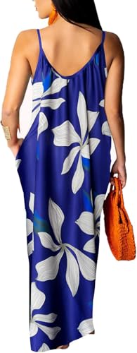 Image of Women's Casual Summer Maxi Dresses Sleeveless Adjustable Spaghetti Strap Loose Plus Size Dresses