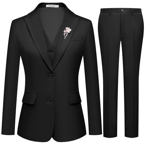 Women's 3 Pieces Suit Lady's 2 Buttons Business Casual Office Outfits Slim Fit Blazer Jacket Vest Pants Set