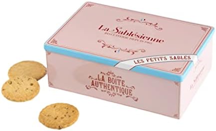 La Sablésienne, Authentic' Original Pink French Tin of 2 Pure French Butter Shortbread Cookie Assortments, 10.5 oz, Imported