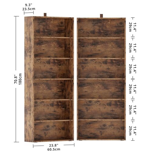 Ironck Bookshelves And Bookcases Set Of 2 Floor Standing 6 Tiers Display Storage Shelves 70 In Tall Bookcase Home Decor Furniture For Home Office, Living Room thumb #2