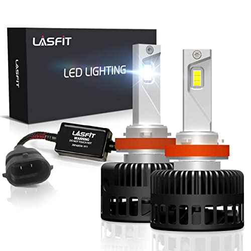 LASFIT H11 H8 H9 LED Bulbs, Super Bright 8000LM 6000k Cool White, LS plus Adjustable Beam Plug and Play