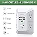 Wall Charger, Surge Protector, QINLIANF 5 Outlet Extender with 4 USB Charging Ports, 3-Sided 1680J Power Strip Multi Plug Adapter Spaced for Home Travel Office