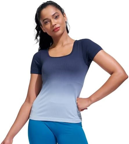 sphinx cat Seamless Ribbed Workout Yoga Fitted Tee Shirts Short-Sleeve Tops for 