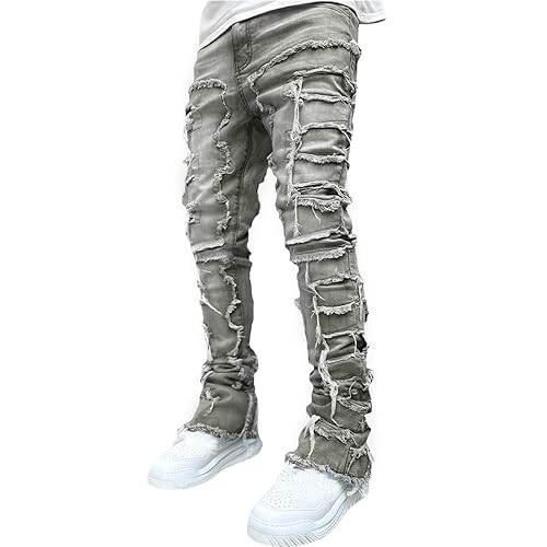 lisenraIn Men Ripped Jeans Slim Fit Distressed Denim Pants Fashion Hip Hop Skinny Patchwork Jeans Streetwear Trousers3