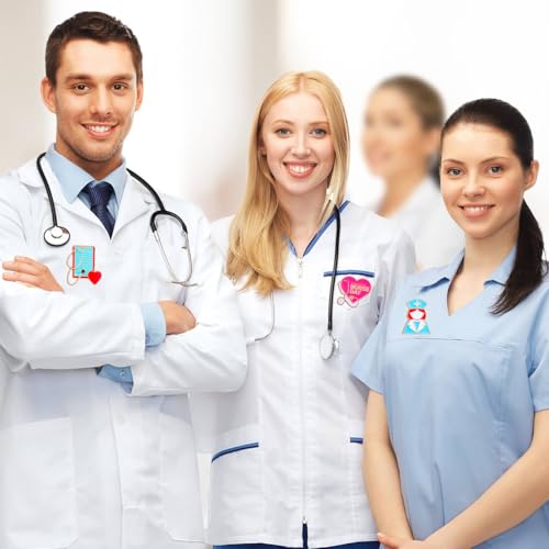 50Pcs Nurse Pins Bulk, Cute Enamel Medical Brooch for Badge, Stethoscope Hearts Bandages Pins for Nurses' Day Gifts for Decor Clothes and Bags4