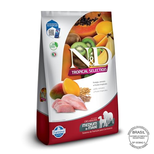 Farmina N&D Tropical para Cães Adultos de Raças Médias e Grandes Sabor Frango, Cereais e Frutas Trop