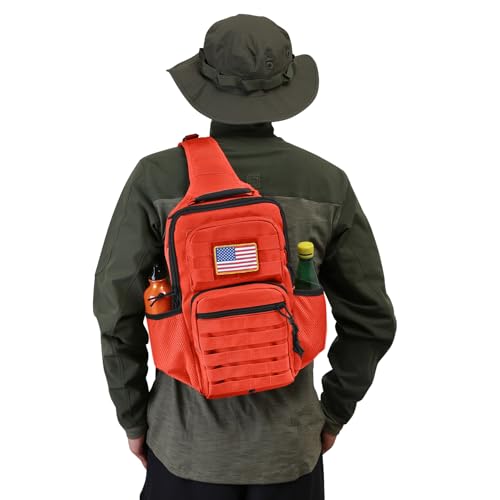 Image of Rover Sling Pack Tactical Shoulder Sling Bag Backpack with Bottle Holder Crossbody Chest Bag, Orange