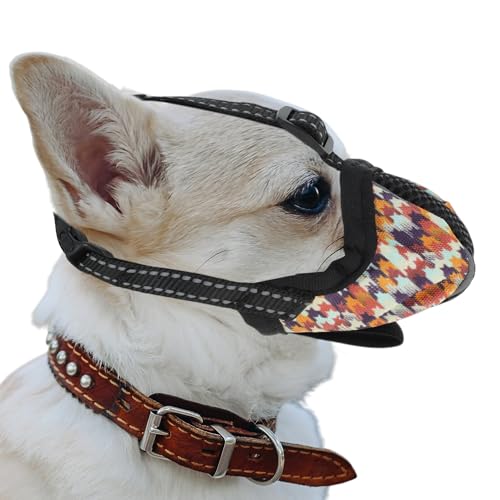 RENEWREVITAL Muzzle for Small Dog, Bite-Proof, Breathable Mesh Design, Small Dog Muzzle, Adjustable Straps, XS, Orange